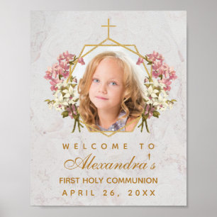 Eerste communistisch meisje Foto roze orchideeën W Poster