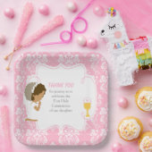 Eerste communistische Afrikaanse roze Damask Papieren Bordje (Feest)