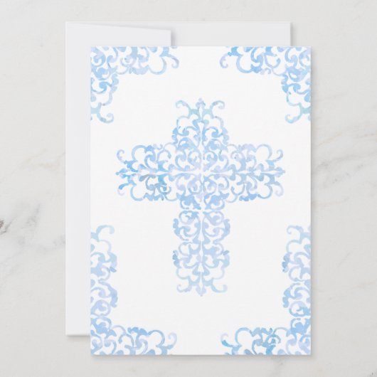 Eerste Communistische Cross Blue Damask Christelij Kaart (Achterkant)