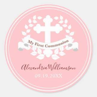 Eerste Communistische Girl Pink Classic Round Stic Ronde Sticker