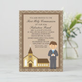 Eerste communistische jongen per kerkelijke uitnod kaart (Staand voorkant)