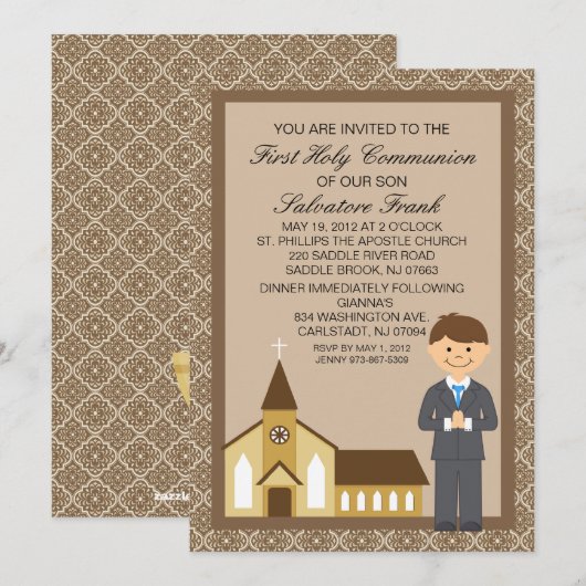 Eerste communistische jongen per kerkelijke uitnod kaart (Voorkant / Achterkant)