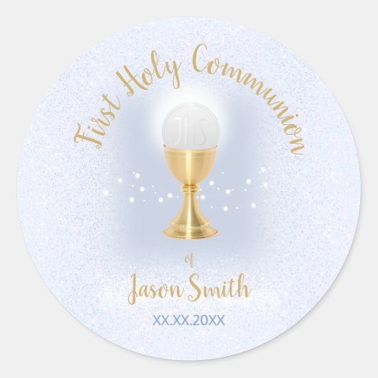 Eerste communistische katholieke jongen ronde sticker (Voorkant)