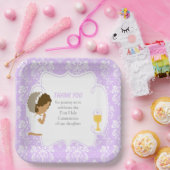 Eerste communistische Paarse Damask Papieren Bordje (Feest)