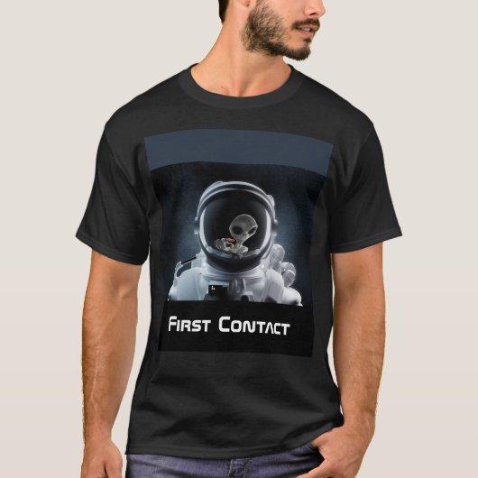 Eerste contact met Astronaut en Alien T-shirt (Voorkant)
