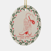 Eerste Cowgirl Kerst Schattigee cowboylaarzen Keramisch Ornament (Rechts)