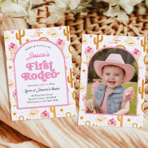 Eerste Cowgirl Rodeo Foto Roze 1e Verjaardagsfeest