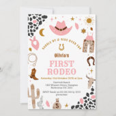 Eerste Cowgirl van de Rodeo Roze Western 1e Verjaa Kaart (Voorkant)