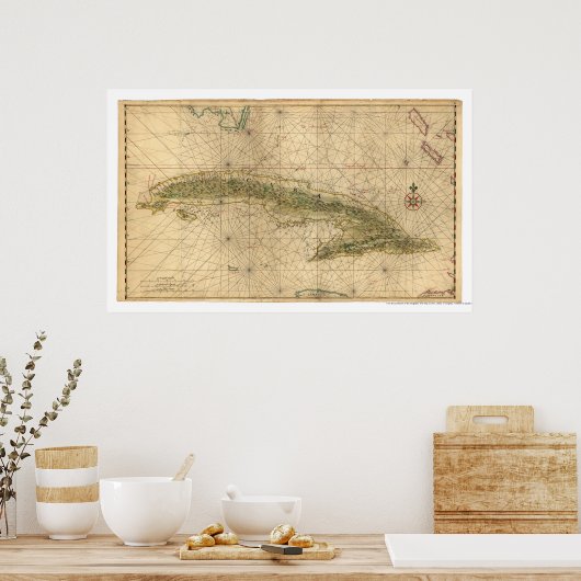 Eerste Cuba-kaart 1639 Poster (Keuken)