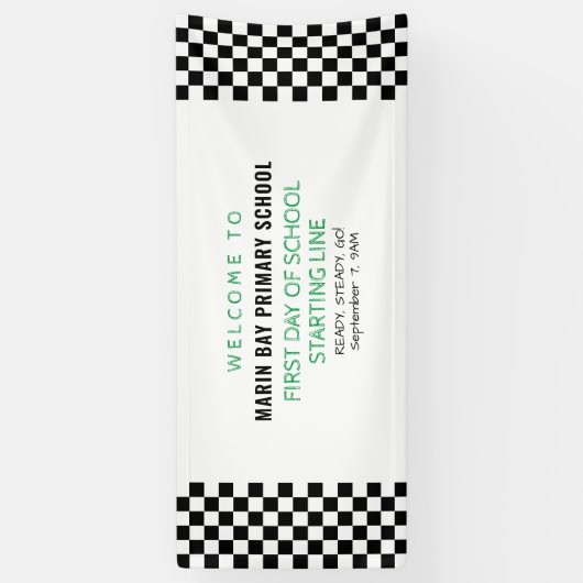 Eerste dag Beginlijn Welkom terug naar school Spandoek (Verticaal)