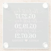 Eerste Dag Beste Dag Ja Dag Trouwdatum Cadeau Glazen Onderzetter (Achterkant)