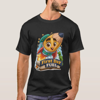 Eerste Dag Brandstof Cute Potlood Raket Schip Teru T-shirt