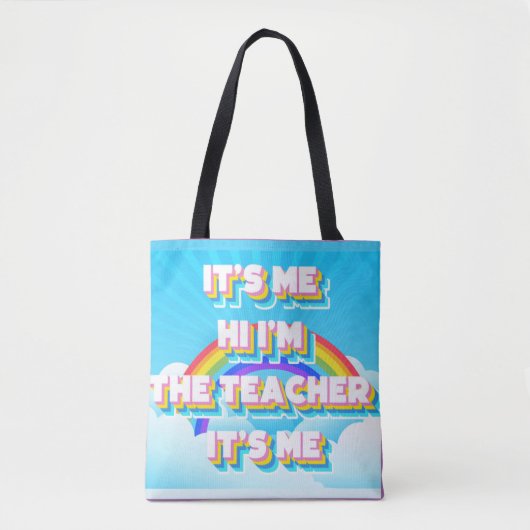 Eerste dag Fun: Kleurrijke Teacher Canvas tas (Voorkant)