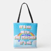 Eerste dag Fun: Kleurrijke Teacher Canvas tas (Achterkant)