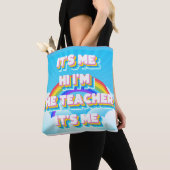 Eerste dag Fun: Kleurrijke Teacher Canvas tas (Dichtbij)