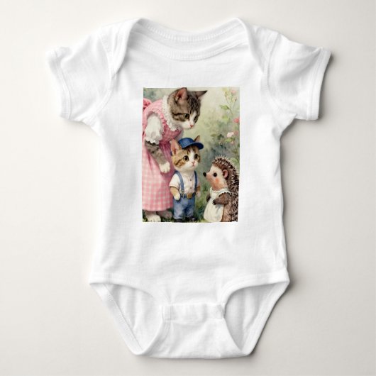 Eerste Dag Groeten –  Kitten & Egel Romper (Voorkant)
