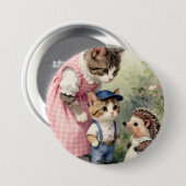Eerste Dag Groeten –  Kitten & Egel Ronde Button 7,6 Cm (Voorkant /achterkant)