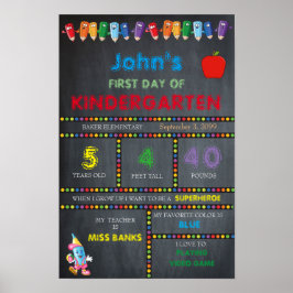Eerste dag in Kindergarten BOY, klein, alkboar Poster
