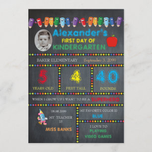 Eerste dag Kindergarten fotokaart BOY, Chalkboard Aankondiging