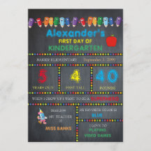 Eerste dag Kindergarten-kaart BOY, Chalkboard