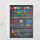 Eerste dag Kindergarten-kaart BOY, Chalkboard Aankondiging (Voorkant)