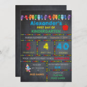 Eerste dag Kindergarten-kaart BOY, Chalkboard Aankondiging (Voorkant / Achterkant)