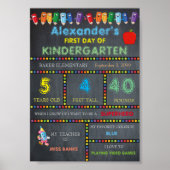 Eerste dag Kindergarten Sign BOY, Poster van het b (Voorkant)