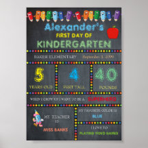 Eerste dag Kindergarten Sign BOY, Poster van het b
