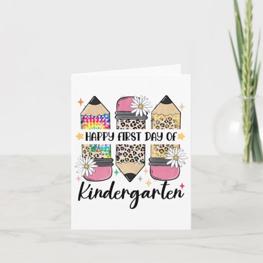 Eerste dag kleuterjuf Leopard Pencil CT Kaart (Voorkant)