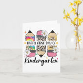 Eerste dag kleuterjuf Leopard Pencil CT Kaart (Gele Bloem)