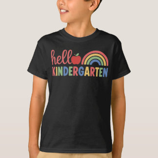 Eerste dag kleuterschool regenboog peuter jongen m t-shirt