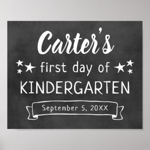 Eerste dag kleuterschool Zwarte schoolbord bord Poster