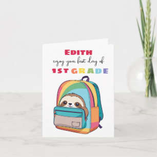 eerste dag nieuwe klas Zoon Dochter schattige luia Kaart