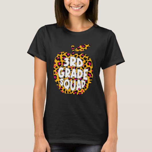 Eerste Dag School 3e klas Squad Leopard Back Scho T-shirt (Voorkant)