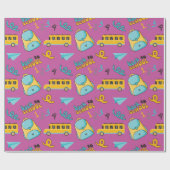 Eerste dag schoolbus: naadloos inpakpapier (Vlak)