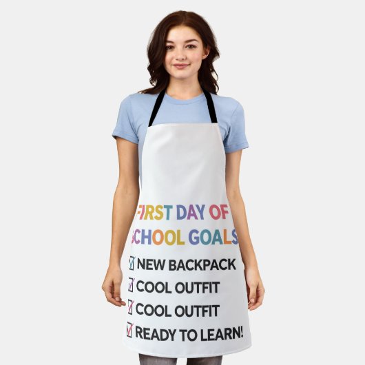 Eerste dag schooldoelen schort (Gedragen)