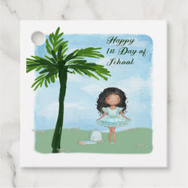 Eerste dag schooldonkerhuidmeisje bedankjes labels