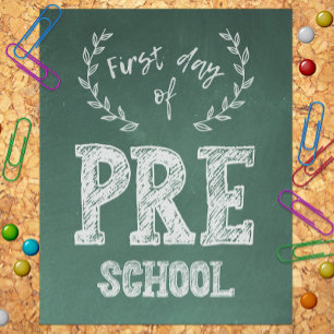 Eerste dag terug naar school, 1e dag pre-k, kleute foto afdruk