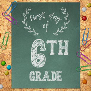 Eerste dag Terug naar school, 1e dag van de 6e kla Foto Afdruk