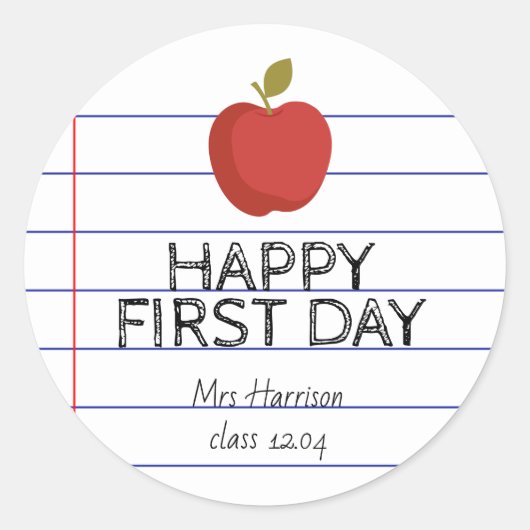 Eerste dag Terug naar School Teacher Cookie Ronde Sticker (Voorkant)
