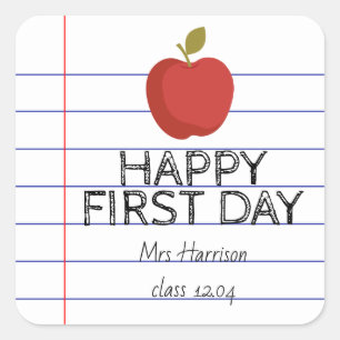 Eerste dag Terug naar School Teacher Cookie Vierkante Sticker