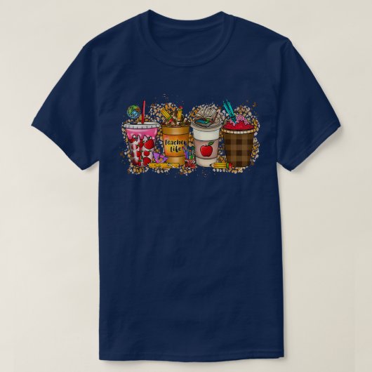 Eerste dag terug naar schoolleraar Life Coffee La T-shirt (Design voorkant)