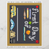 Eerste dag van 10x8 "School Sign Letter Sheet (Voorkant)