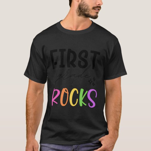 Eerste dag van 1e klas rocks terug naar school ler t-shirt (Voorkant)
