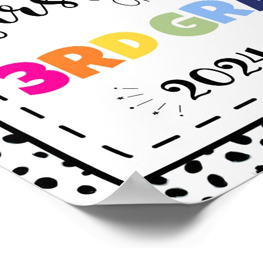 Eerste dag van 3e klas foto prop teken poster (Hoek)