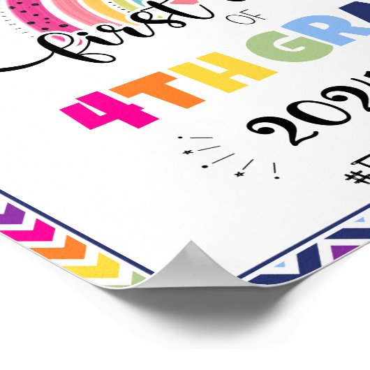 Eerste dag van 4e klas foto prop teken poster (Hoek)