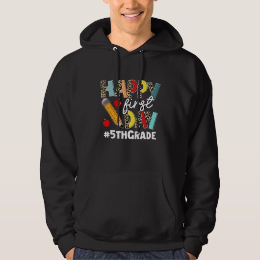 Eerste dag van 5e klas Squad Leopard terug naar sc Hoodie (Voorkant)