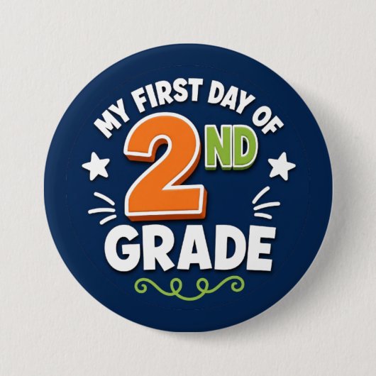 Eerste dag van de 2e klas ronde button 7,6 cm (Voorkant)