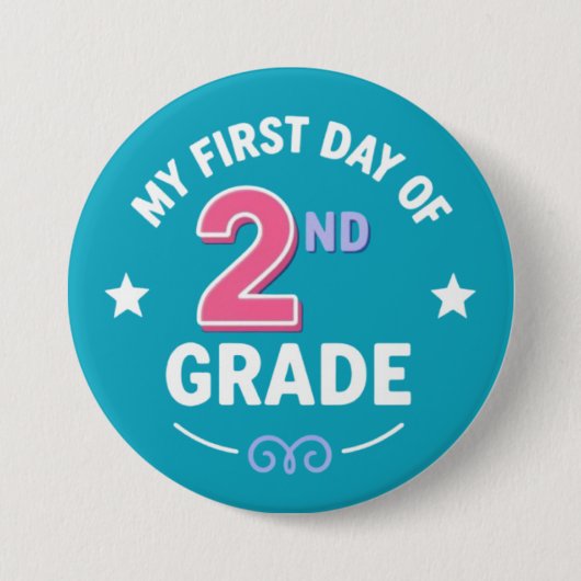 Eerste dag van de 2e klas ronde button 7,6 cm (Voorkant)