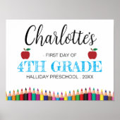 Eerste dag van de 4e klas minimalist terug naar sc poster (Voorkant)